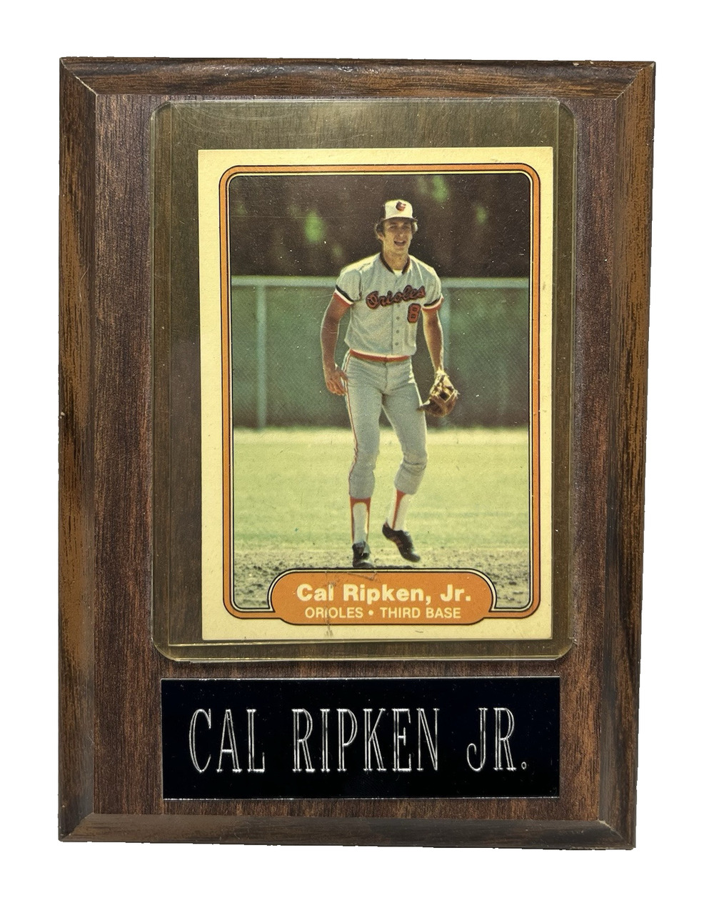 1982 Fleer Cal Ripken Jr Rookie Card #176 w Wooden Display Plaque